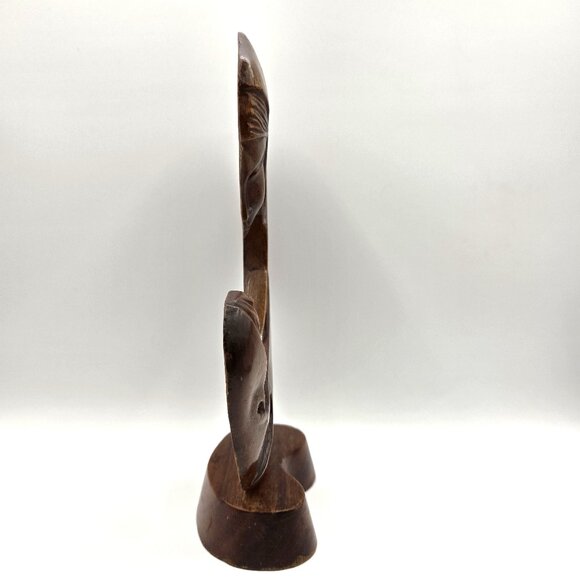 Vintage Mother Mary Madonna Baby Jesus Hand Carved Wooden Sculpture Decor MCM - Picture 4 of 7